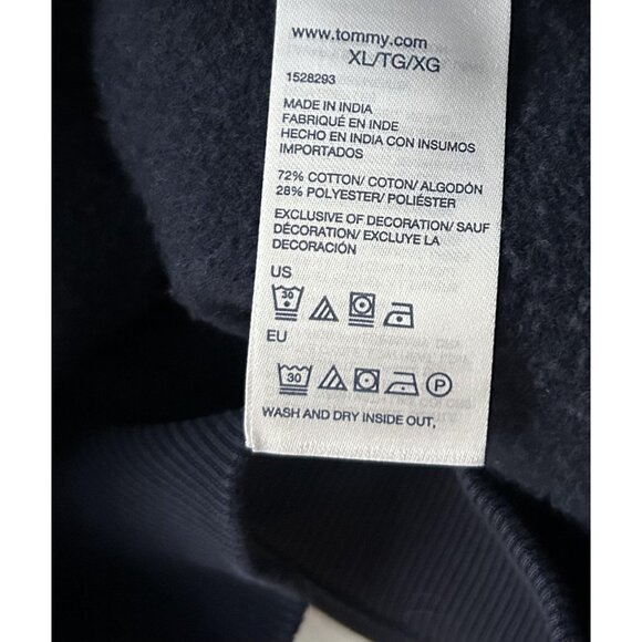 Tommy Hilfiger Sweatshirt Mens XL Navy Crewneck Big Spell Out Logo Pullover - Picture 9 of 11